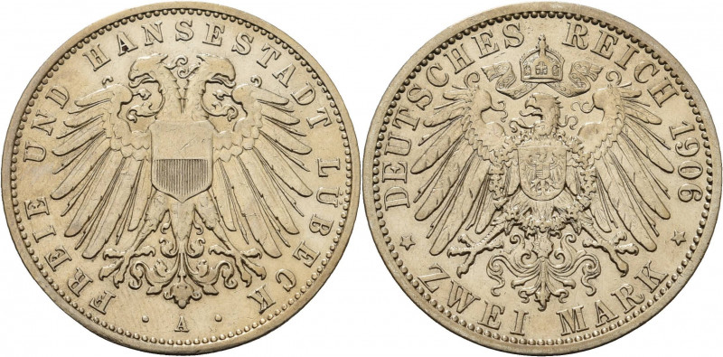 Lübeck
 2 Mark 1906 A Jaeger 81 Sehr schön/sehr schön+