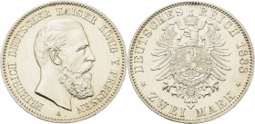 Preußen
Friedrich III. 1888 2 Mark 1888 A Jaeger 98 Fast vorzüglich/vorzüglich-Stempelglanz