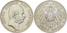 Sachsen
Georg 1902-1904 5 Mark 1903 E Jaeger 130 Sehr schön-vorzüglich
