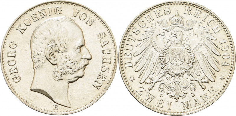 Sachsen
Georg 1902-1904 2 Mark 1904 E Jaeger 129 Vom Erstabschlag. Kl. Kratzer,...