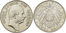 Sachsen
Georg 1902-1904 2 Mark 1904 E Auf seinen Tod Jaeger 132 Fast Stempelglanz/Stempelglanz