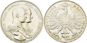 Sachsen-Weimar-Eisenach
Wilhelm Ernst 1901-1918 3 Mark 1915 A Jahrhundertfeier Jaeger 163 Kl. Randfehler, vorzüglich-prägefrisch