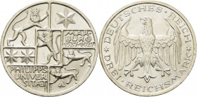 Gedenkausgaben
 3 Reichsmark 1927 A Marburg Jaeger 330 Vorzüglich-Stempelglanz