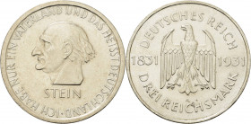 Gedenkausgaben
 3 Reichsmark 1931 A Stein Jaeger 348 Kl. Randfehler, fast vorzüglich