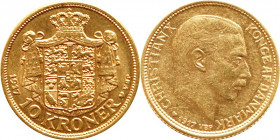 DÄNEMARK, Dänemark 10 Kronen, Gold, 1917, Christian X., Fb. 300,vz