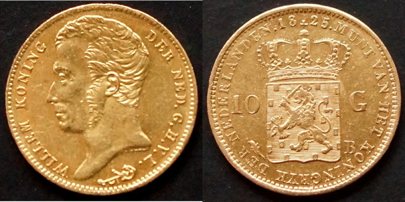 Niederlande- Königreich. Willem I. 1813-1840.
10 Gulden 1825 -Brüssel-. Delm. 11...