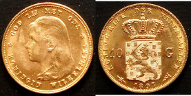 NIEDERLANDE, Wilhelmina I., 1890-1948, 10 Gulden 1897. 6,72g. KM 118; Frbg.347
