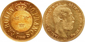 SCHWEDEN, Karl XV., 1859-1872, Carolin (10 Francs/10 Kronen) 1869. 
KM 716., vz