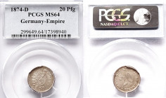Kaiserreich
20 Pfennig 1874 D J: 5 , st, MS64