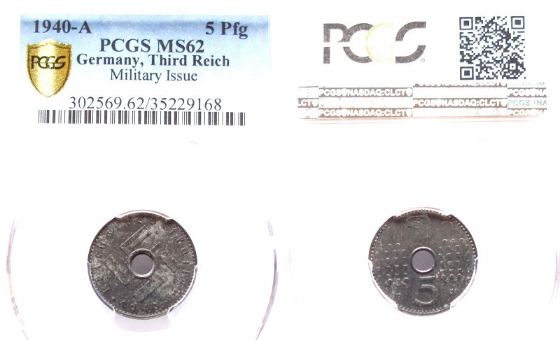DRITTES REICH Prägungen für die Reichskreditkassen
5 Pfennig 1940 A. J. N 618., ...
