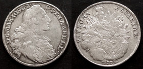 BAYERN. Kurfürst Maximilian III. Joseph, 1745-1777. Münzen des Kurfürsten Maximilian III. Joseph
Konv.-Taler 1770, München. Dav. 1953; Hahn 307., ss...