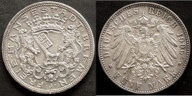 Bremen, Hansestadt.
5 Mark 1906 J,  J. 60, vz