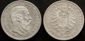 Hessen
Ludwig IV., 1877-1892
5 Mark 1888 A., ss+