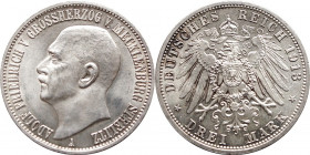 Mecklenburg-Strelitz, Großherzogtum. Adolf Friedrich, 1904-1914. 
3 Mark 1913 A, Berlin. 16.59 g. J. 92., vz-st