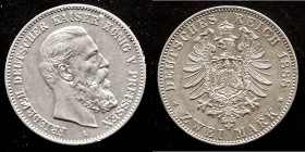 PREUSSEN, KÖNIGREICH
Friedrich III. 1888-1888, Berlin.2 Mark 1888 A., J. 98. , f. st
