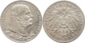 Sachsen-Altenburg. Ernst 1893-1908.
5 Mark 1903 A. Regierungsjubiläum. Jaeger 144., vz