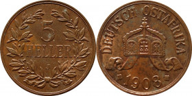 Deutsch Ostafrika
5 Heller 1908 J. Größte deutsche Kupfermünze. Jaeger 717, ss-vz