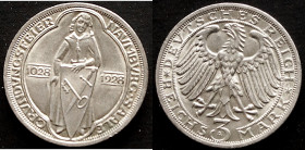 WEIMARER REPUBLIK
3 Reichsmark 1928 A 900 Jahre Naumburg an der Saale J. 333., vz-st