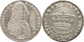 DÄNEMARK. KÖNIGREICH. Christian VI., 1730-1746. Krone (4 Mark) 1731, Kopenhagen. Mit großer Krone auf der Rückseite. Dav. 1294; Hede 4., ss-vz
