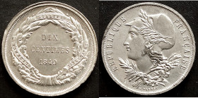 Frankreich, Zinc-Probe-10 Centimes 1849 von F. Malbet , f. stempelglanz