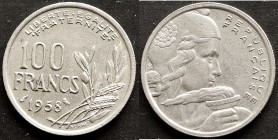 Frankreich. Vierte Republik 1947-1959.
100 Francs 1958. Eule. Gadoury 897., ss+