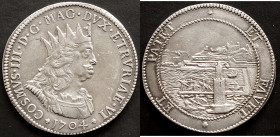 ITALIEN TOSCANA,
Cosimo III. Medici, 1670-1723. Tollero 1704, Livorno. Dav. 1498; Galeotti XLVI, 7. , vz, kl. Krazter