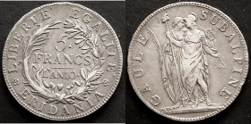 Italien-Subalpine Republik.
5 Francs 1802 (An 10). Davenport 197., ss-vz