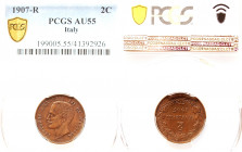 Italien, Vittorio Emanuele III (1900-1943) - 2 Centesimi 1907 Valore Pag. 929; Mont. 401, PCGS AU55