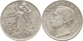 ITALIEN Königreich Italien
Vittorio Emanuele III. 1900-1946 2 Lire 1911. 50jähriges Jubiläum Pagani: 736 MIR: 1141a, f. vz