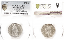 Niederlande, Provinz
1/4 Gulden 1759. K.M. 113, Verkade 617., PCGS AU58