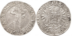 Habsburg, Ferdinand II., 1619-1637, seit 1590 Herzog von Kärnten und der Steiermark Reichstaler 1624, Kuttenberg. Stehender Kaiser / Doppeladler, auf ...