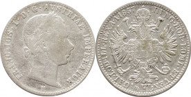 Habsburg, Franz Joseph I. 1848- 1916, 1/4 Gulden 1857 V Venedig Fr. 1517 , ss