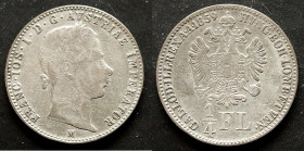 Habsburg, FRANZ JOSEPH 1848-1916
1/4 Gulden 1859 M; J:326, ss