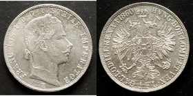Habsburg, Franz Joseph 1848-1916.
1 Gulden 1860 E, Karlsburg; Her. 543; J. 328; Rie. 03.05 , vz, justiert etwas