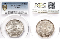 Portugal, Republik seit 1910
10 Escudos 1934. K.M. 582, stempelglanz MS64