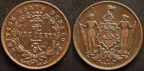 British Nordborneo Cent 1894 H, Heaton. KM 2, ss