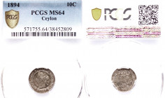 Sri Lanka (Ceylon). Victoria 1837-1901.
10 Cents 1894. K.M. 94., st MS64