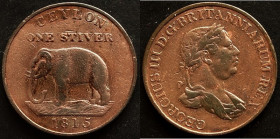 Ceylon 1 Stiver 1815
KM# 81; sehr schön