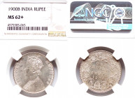 India, Queen Victoria (1837-1901) KM 492, 1 rupee 1900 Bombay mint. In NGC holder as MS 62+