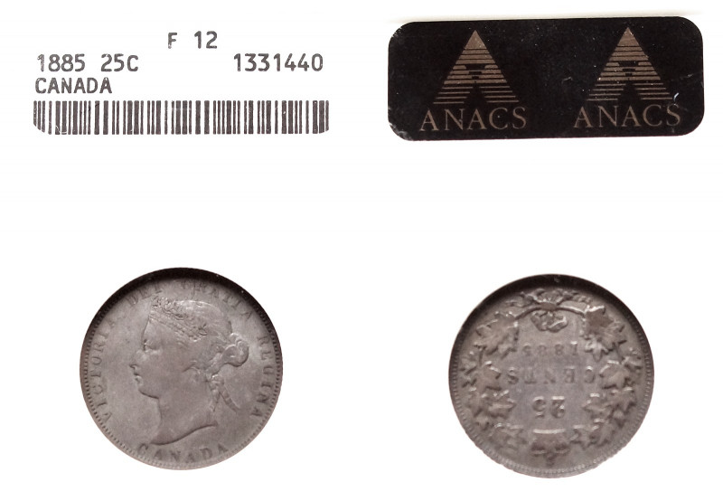 Canada 25 Cents 1885 KM#5 , F12