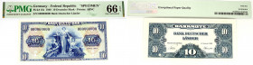 10 Mark 1949 Bank dt. Länder -- Druckprobe kassenfrisch, P16s, PMG66