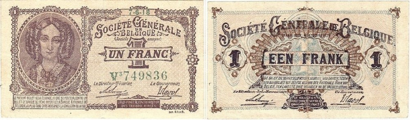 Société Générale de Belgique 1 Francs 1915, Ro.433// Société Générale de Belgiqu...