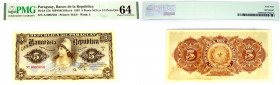 Paraguay 5 Pesos 1907
P# 156; PMG64