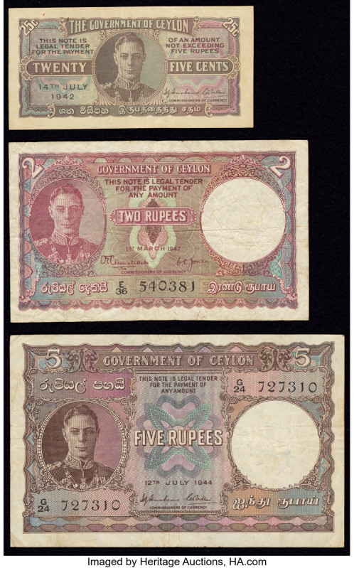 Ceylon Government of Ceylon Group Lot of 3 Examples Fine-Very Fine. 

HID0980124...