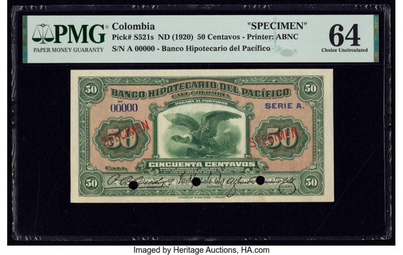 Colombia Banco Hipotecario del Pacifico 50 Centavos ND (1920) Pick S521s Specime...