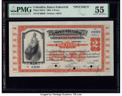 Colombia Banco Industrial 2 Pesos 1905 Pick S552s Specimen PMG About Uncirculated 55. Red Specimen overprints, three POCs and staple holes.

HID098012...