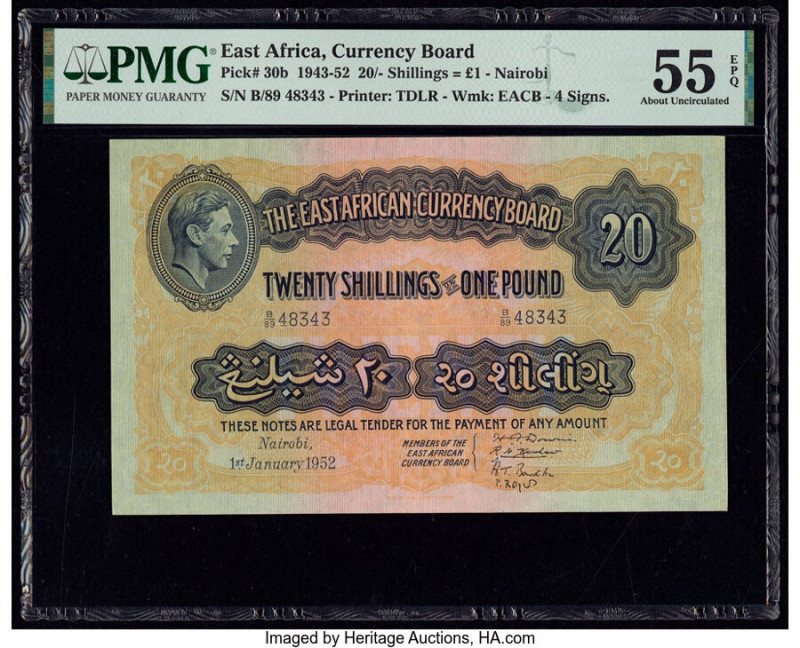 East Africa East African Currency Board 20 Shillings = 1 Pound 1.1.1952 Pick 30b...
