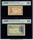 Egypt Egyptian Government 5; 10 Piastres 1940 Pick 165a; 168a Two Examples PMG About Uncirculated 50; About Uncirculated 53. Stains are noted on Pick ...