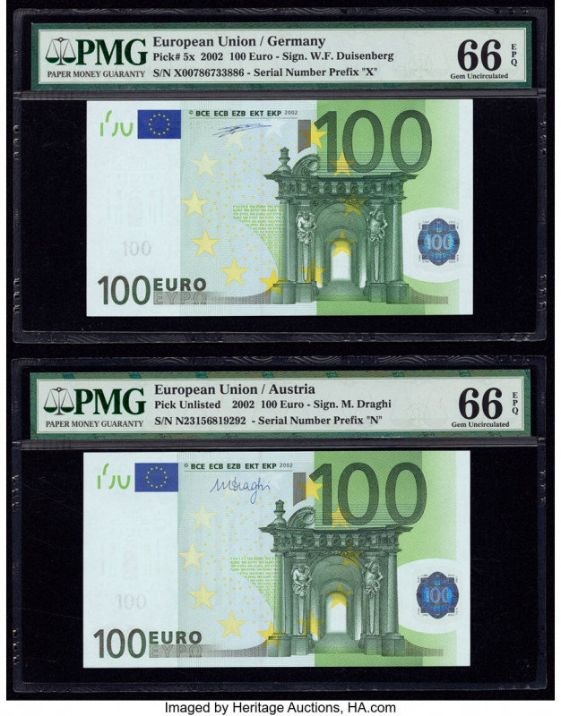 European Union Central Bank, Germany; Austria 100; 100 Euro 2002 Pick 5x; 18n Tw...