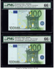 European Union Central Bank, Germany; Austria 100; 100 Euro 2002 Pick 5x; 18n Two Examples PMG Gem Uncirculated 66 EPQ (2). 

HID09801242017

© 2020 H...